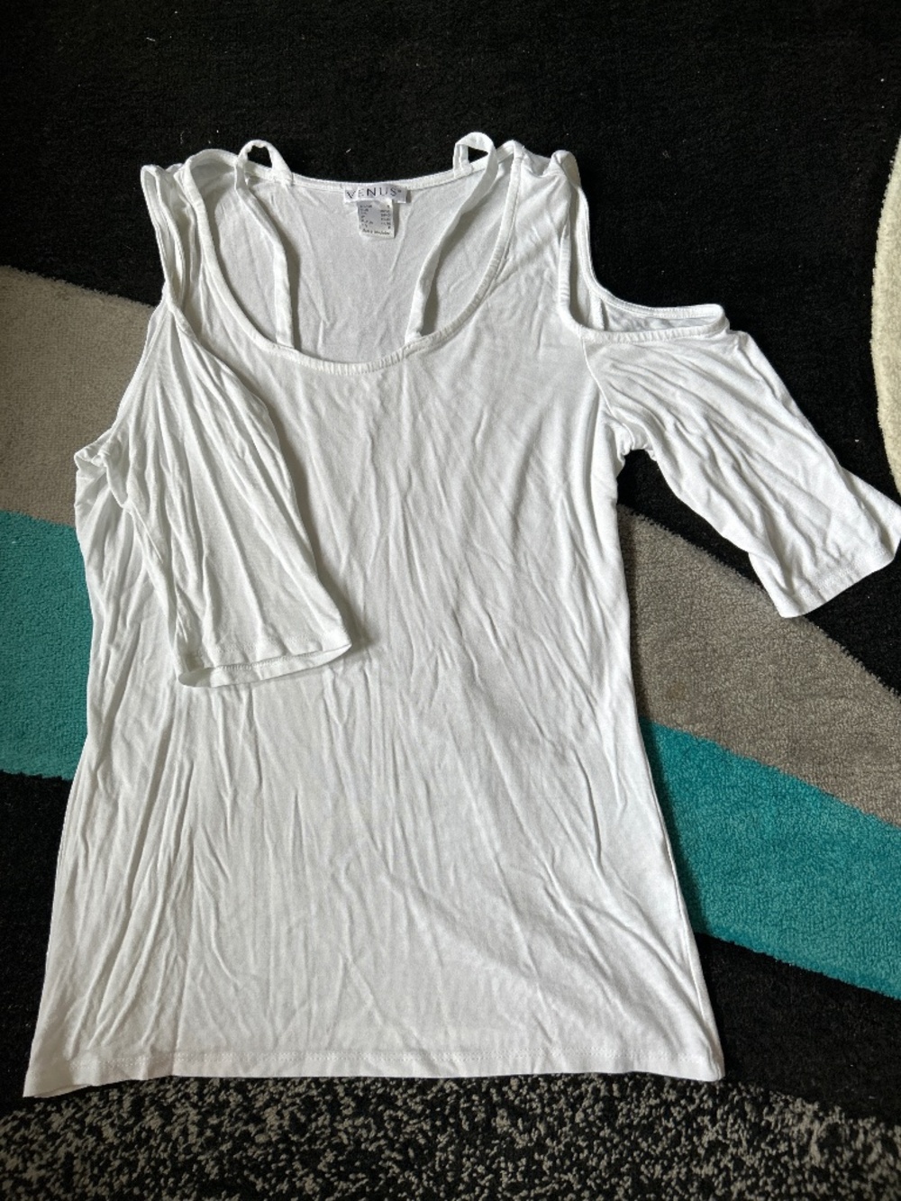 White cold shoulder shirt